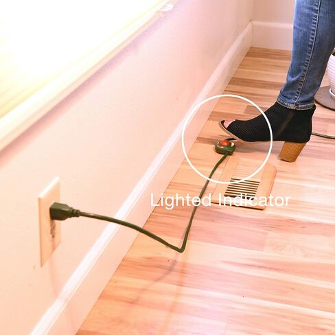 8 Feet 3 Grounded Outlets Extension Cord with Hand/Foot Switch and Light Indicator, 16/3, Green, UL Listed (1) in Saudi Arabia