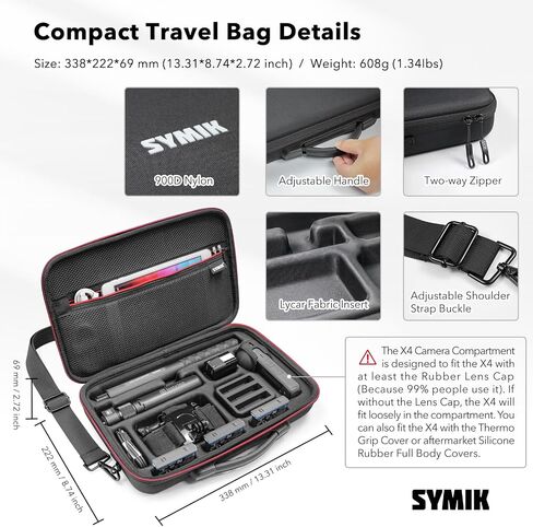 SYMIK S310-X Carrying Case for Insta360 X3 /ONE X2 Action Camera, With Padded Separator; Fits Invisible Selfie Stick, Bullet Time Handle/Tripod, Fast Charge Hub, Batteries, Tablet, Other Accessories in Kuwait