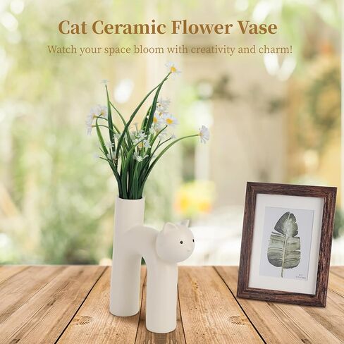 مزهرية سيراميك على شكل قطة، مزهرية مزخرفة على شكل قطة، مزهرية مزخرفة بالزهور على شكل قطة، قطعة مركزية لطاولة القطط، مزهرية أنبوبية لطيفة على شكل حرف U للمنزل وغرفة المعيشة وغرفة النوم والمكتب in Kuwait