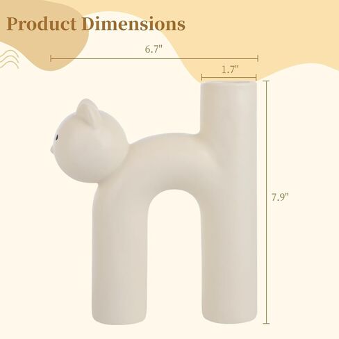 مزهرية سيراميك على شكل قطة، مزهرية مزخرفة على شكل قطة، مزهرية مزخرفة بالزهور على شكل قطة، قطعة مركزية لطاولة القطط، مزهرية أنبوبية لطيفة على شكل حرف U للمنزل وغرفة المعيشة وغرفة النوم والمكتب in Kuwait