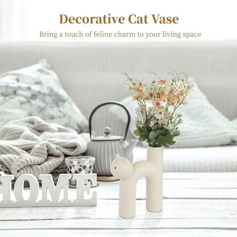 مزهرية سيراميك على شكل قطة، مزهرية مزخرفة على شكل قطة، مزهرية مزخرفة بالزهور على شكل قطة، قطعة مركزية لطاولة القطط، مزهرية أنبوبية لطيفة على شكل حرف U للمنزل وغرفة المعيشة وغرفة النوم والمكتب in Kuwait