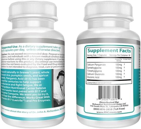 Supplements B15 Complete Extra Strength, Pangamic Acid, with TMG, DMG 500mg 90 VCapsules Supports Healthy Oxygen Energy Levels Vitamins in Saudi Arabia