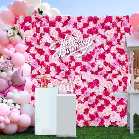 MoKoHouse White Backdrop Flower Wall Panels: 3D Artificial Silk Floral Wall Panels for Wedding Birthday Decorations 24 Packs 15x15 Inches in Kuwait