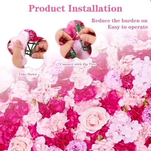 MoKoHouse White Backdrop Flower Wall Panels: 3D Artificial Silk Floral Wall Panels for Wedding Birthday Decorations 24 Packs 15x15 Inches in Kuwait