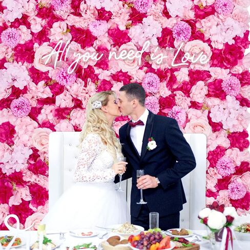 MoKoHouse White Backdrop Flower Wall Panels: 3D Artificial Silk Floral Wall Panels for Wedding Birthday Decorations 24 Packs 15x15 Inches in Kuwait