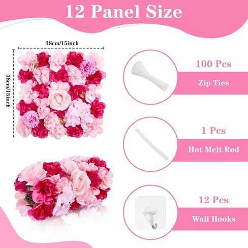 MoKoHouse White Backdrop Flower Wall Panels: 3D Artificial Silk Floral Wall Panels for Wedding Birthday Decorations 24 Packs 15x15 Inches in Kuwait
