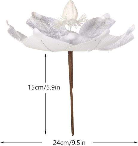 10’’ Large Glitter Christmas Flowers 6 Pcs Artificial Magnolia Flower Velvet Fold Christmas Tree Flower Decorations Xmas Tree New Year Party Wedding Ornaments (White) in Kuwait