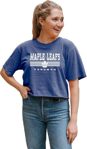 Blue 84 Women's NHL Officially Licensed Crop Top T-Shirt Ringspun Team Color in Saudi Arabia