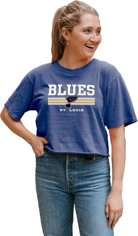 Blue 84 Women's NHL Officially Licensed Crop Top T-Shirt Ringspun Team Color in Saudi Arabia