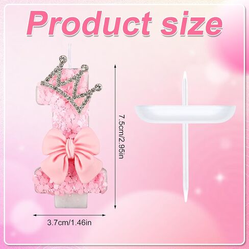 Number Candles, Pink Bowknot Candle Crown Candles for Girls Bow Number Toppers for Cake Birthday Party Wedding Anniversary (Number 1) in Saudi Arabia