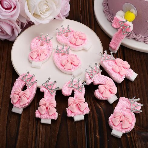 Number Candles, Pink Bowknot Candle Crown Candles for Girls Bow Number Toppers for Cake Birthday Party Wedding Anniversary (Number 1) in Saudi Arabia