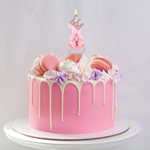 Number Candles, Pink Bowknot Candle Crown Candles for Girls Bow Number Toppers for Cake Birthday Party Wedding Anniversary (Number 1) in Saudi Arabia