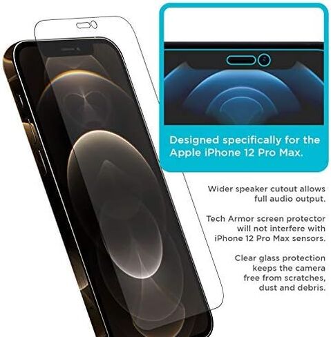 واقي شاشة Tech Armor لهاتف iPhone 15 Pro Max مقاس 6.7 بوصة - فيلم شفاف عالي الدقة، حماية فائقة للشاشة، وضوح كريستالي واضح، سهل التركيب، جودة ممتازة، 4 عبوات in Kuwait
