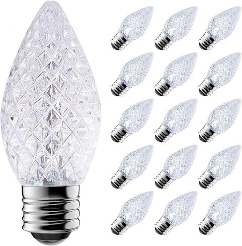 Upgraded 25-Pack C7 LED Christmas Light Replacement Bulbs, Shatterproof LED Bulbs for E12 Base Sockets for Christmas String Lights, Outdoor Waterproof Christmas Village Bulbs - Warm White in Saudi Arabia