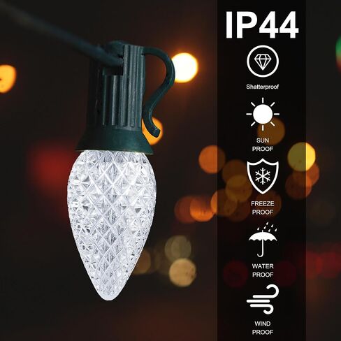 Upgraded 25-Pack C7 LED Christmas Light Replacement Bulbs, Shatterproof LED Bulbs for E12 Base Sockets for Christmas String Lights, Outdoor Waterproof Christmas Village Bulbs - Warm White in Saudi Arabia