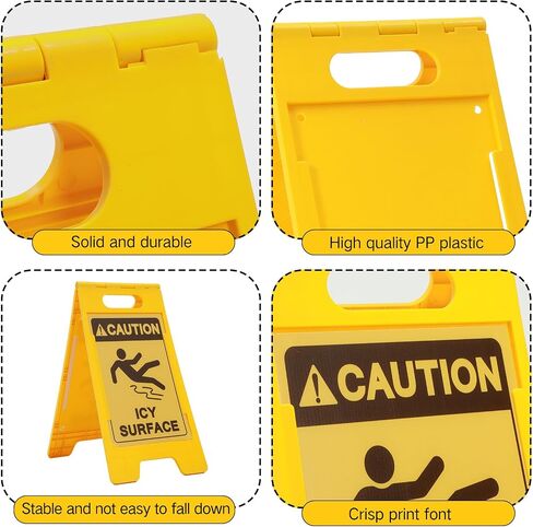 Macarrie 2 Pieces 24.5x12.6 Inch 'Caution - ICY Surface' 2 Sided Folding Floor Sign with Symbol Caution ICY Surface Sign Caution Folding Floor Sign for Any Facility Building Warehouse Loading Docks in Saudi Arabia