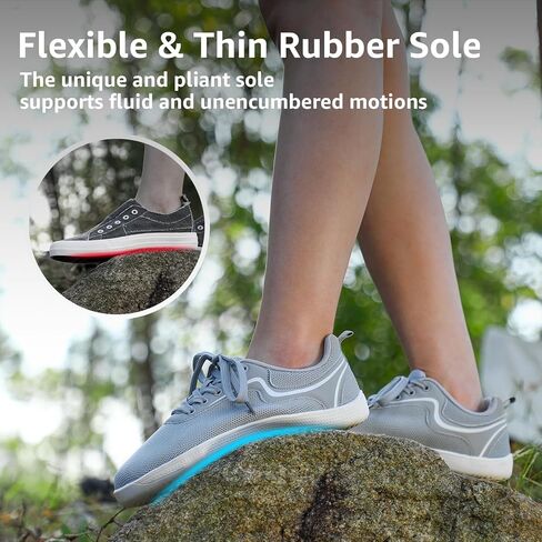 حذاء STQ النسائي البسيط حافي القدمين بمقدمة عريضة وصندوق تجريبي للجري والمشي | نعل صفر قطرة | حذاء رياضي عصري واسع العرض in Kuwait