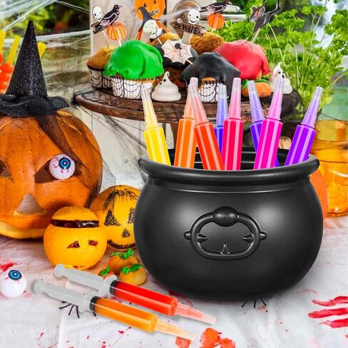 100 عبوة من محاقن جيلو الهالوين، محاقن جيلو بلاستيكية قابلة لإعادة الاستخدام سعة 20 مل، خالية من مادة BPA، لوازم حفلات الهالوين، أكواب جيلي توزيع المحاقن للبالغين والأطفال in Kuwait