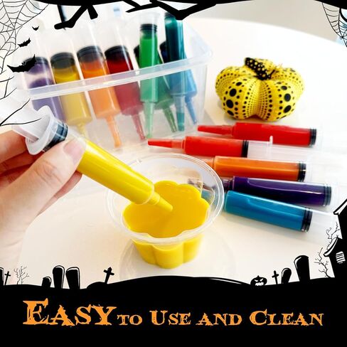 100 عبوة من محاقن جيلو الهالوين، محاقن جيلو بلاستيكية قابلة لإعادة الاستخدام سعة 20 مل، خالية من مادة BPA، لوازم حفلات الهالوين، أكواب جيلي توزيع المحاقن للبالغين والأطفال in Kuwait