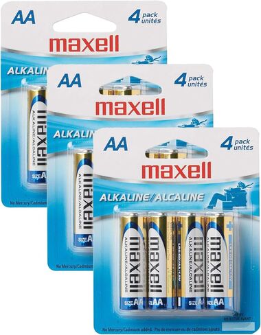 Maxell - 723465، بطارية قلوية AA موثوقة - تدوم 10x طويلة مع أداء 1.5 فولت مع خالية من الزئبق والكادميوم - مثالية للوحات المفاتيح اللاسلكية والماوس والساعات والمصابيح الكاشفة والألعاب - عبوة من 4 قطع in Kuwait
