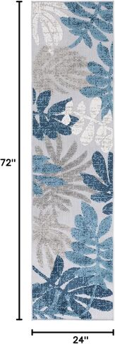 SAFAVIEH Cabana Collection Runner Rug - 2' x 6', Grey & Blue, Casual Design, Non-Shedding & Easy Care, Indoor/Outdoor & Washable-Ideal for Patio, Backyard, Mudroom (CBN814F) in Saudi Arabia
