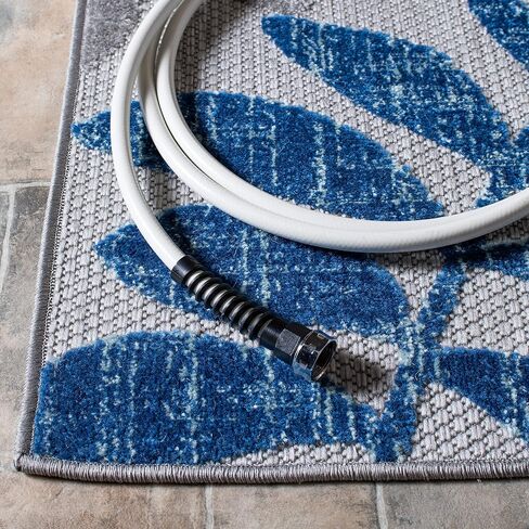 SAFAVIEH Cabana Collection Runner Rug - 2' x 6', Grey & Blue, Casual Design, Non-Shedding & Easy Care, Indoor/Outdoor & Washable-Ideal for Patio, Backyard, Mudroom (CBN814F) in Saudi Arabia