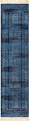 سجادة منطقة مجموعة Loom District الفريدة - سيكويا (عداء 2 × 8 بوصة، أزرق/أزرق داكن) in Saudi Arabia
