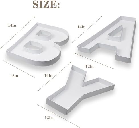 14" Cardboard Letter Shaped Mache Decorative Strawberries Fillable Chocolate Candy Cupcakes Box for Baby Shower (BABY) in Kuwait