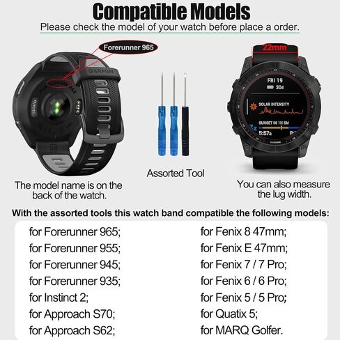 VINIUSIKI Sport Silicone Bands for Garmin Forerunner 955/965 / 945/935, 22mm Replacement Straps for Fenix 7 Pro, Fenix 6 Pro, Fenix 5 Plus Smart Watch in Saudi Arabia