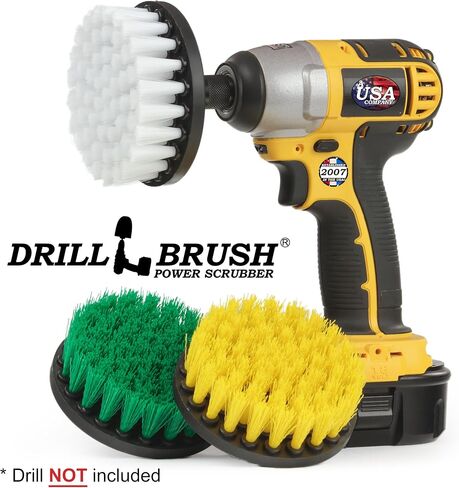 Cleaning Supplies - Drill Brush - Soft, Medium, Stiff Scrub Brush Variety Kit - Leather - Mirror - Glass Cleaner - Bathroom Accessories - Shower Cleaner - Tub - Bath Mat - Outdoor - Garden Statues in Saudi Arabia
