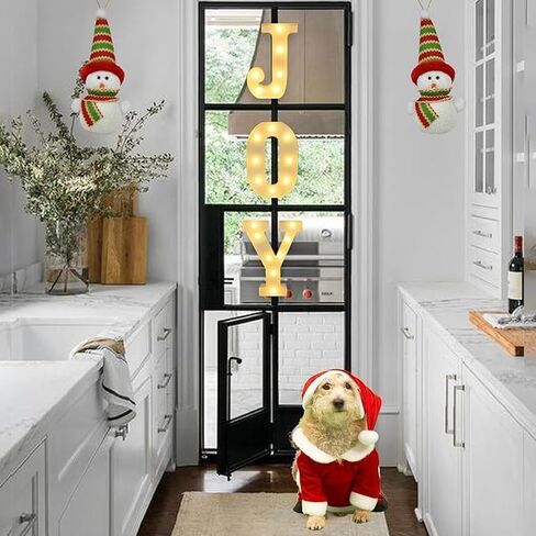 Christmas Home Decorations,3 LED Marquee Light Up Joy Sign Letters Lights,Battery Operated Christmas Indoor Decorations for Fireplace Mantle Home Bedroom Bar Party Wall Xmas Decor,White in Kuwait