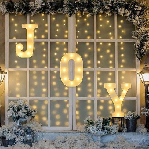 Christmas Home Decorations,3 LED Marquee Light Up Joy Sign Letters Lights,Battery Operated Christmas Indoor Decorations for Fireplace Mantle Home Bedroom Bar Party Wall Xmas Decor,White in Kuwait