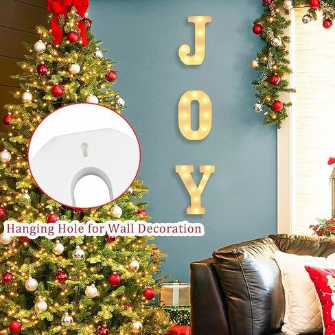 Christmas Home Decorations,3 LED Marquee Light Up Joy Sign Letters Lights,Battery Operated Christmas Indoor Decorations for Fireplace Mantle Home Bedroom Bar Party Wall Xmas Decor,White in Kuwait
