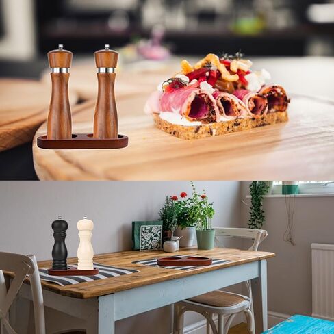 Salt and Pepper Mill Tray, Rubberwood Tray, Pepper Mill Holder & Rest fit Many Mills & Shakers, Salt & Pepper Grinder Accessories, Kitchen Storage Holder (Wooden Tray) in Saudi Arabia
