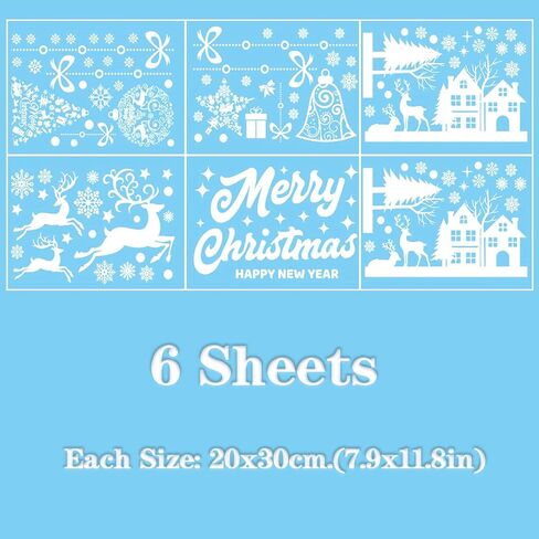 زينة نافذة عيد الميلاد - رقاقات الثلج ساتا كلوز عيد ميلاد سعيد ملصقات نافذة PVC، شارات نافذة شجرة عيد الميلاد للمنزل والمتجر، زينة عيد الميلاد للنوافذ الزجاجية in Kuwait