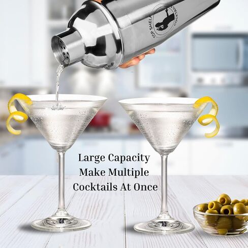 Cocktail Shaker Bar Set - 24oz Professional Martini Shaker with Built-in Strainer - Drink Mixer with Measuring Jigger and Pourer with Dust Cover in Saudi Arabia