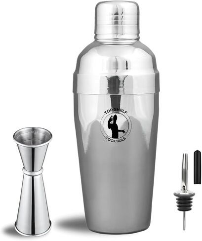 Cocktail Shaker Bar Set - 24oz Professional Martini Shaker with Built-in Strainer - Drink Mixer with Measuring Jigger and Pourer with Dust Cover in Saudi Arabia