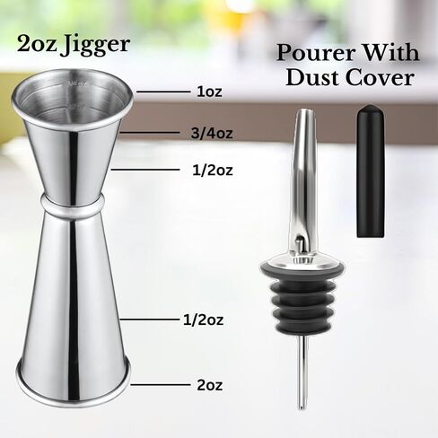Cocktail Shaker Bar Set - 24oz Professional Martini Shaker with Built-in Strainer - Drink Mixer with Measuring Jigger and Pourer with Dust Cover in Saudi Arabia
