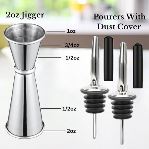 Cocktail Shaker Bar Set - 24oz Professional Martini Shaker with Built-in Strainer - Drink Mixer with Measuring Jigger and Pourer with Dust Cover in Saudi Arabia
