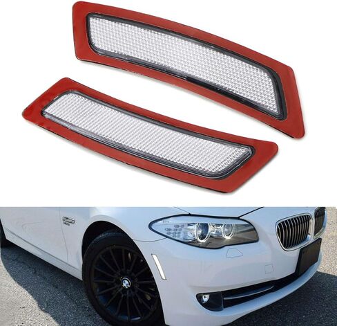 Crystal Clear/Smoke Lens Front Bumper Side Markers Light Reflector Replacement for 2011-16 BMW F10 F11 5 Series 525i 528i 530i 535i 545i 550i (Smoke len) in Saudi Arabia