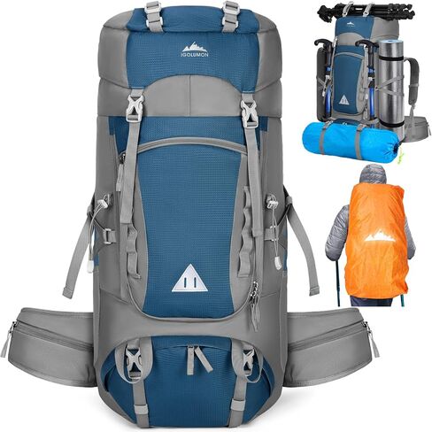 IGOLUMON 60L Hiking Backpack Waterproof Camping Backpack with Rain Cover Large Lightweight Backpacking Backpack for Men Women in Kuwait