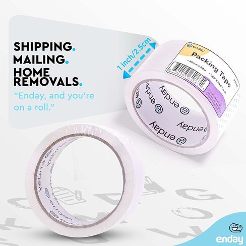 شريط تعبئة عالي التحمل من Enday (36 لفة) شريط تعبئة كبير، عرض 1.88 بوصة، شريط تعبئة شفاف قوي للغاية وسميك، إعادة تعبئة شريط التغليف للشحن والتعبئة المتحركة والختم in Kuwait