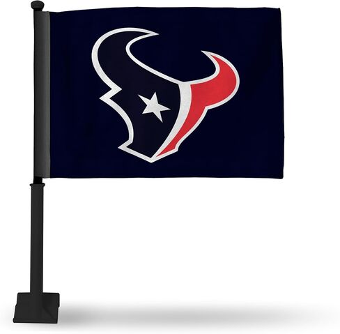 Rico Industries NFL Football Houston Texans الشعار الأساسي علم سيارة أزرق مزدوج الجوانب مع عمود أسود - 40.64 سم × 48.26 سم - عمود قوي يتم تثبيته على السيارة/الشاحنة/السيارات in Saudi Arabia