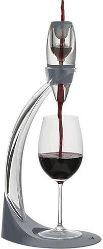Vinturi Deluxe Essential Pourer and Decanter Tower Stand Easily and Conveniently Aerates by the Bottle or Glass and Enhances Flavors with Smoother Finish, Gray, Red Wine Set in Kuwait