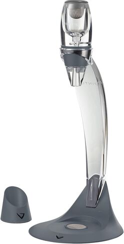 Vinturi Deluxe Essential Pourer and Decanter Tower Stand Easily and Conveniently Aerates by the Bottle or Glass and Enhances Flavors with Smoother Finish, Gray, Red Wine Set in Kuwait