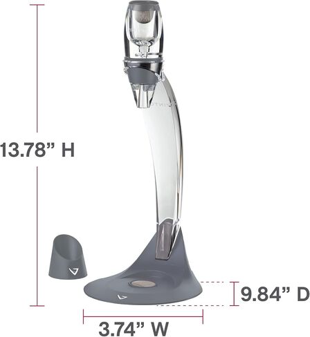 Vinturi Deluxe Essential Pourer and Decanter Tower Stand Easily and Conveniently Aerates by the Bottle or Glass and Enhances Flavors with Smoother Finish, Gray, Red Wine Set in Kuwait