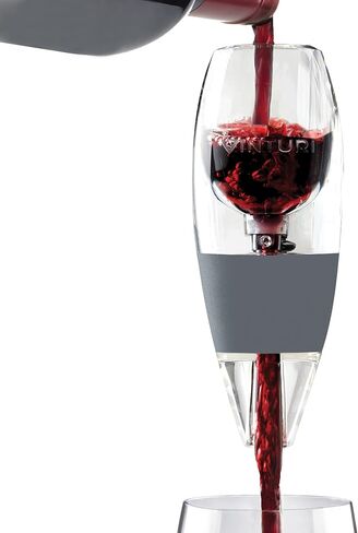 Vinturi Deluxe Essential Pourer and Decanter Tower Stand Easily and Conveniently Aerates by the Bottle or Glass and Enhances Flavors with Smoother Finish, Gray, Red Wine Set in Kuwait