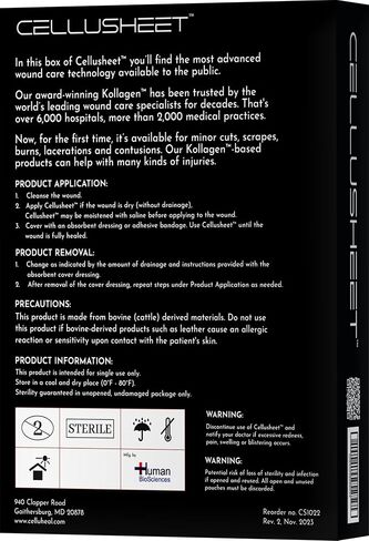 Cellusheet Wound Care Collagen Dressing - 5 Pack 2x2 Inch (2x2 Inch Sheet) in Saudi Arabia