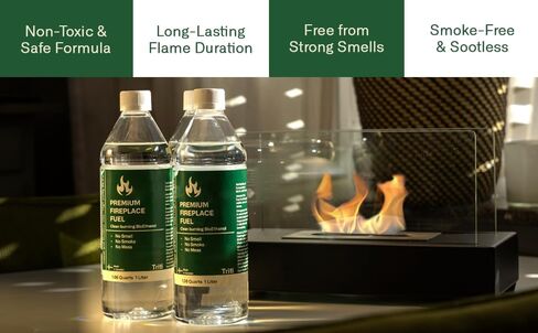 1 Liter Premium Bioethanol Fuel for Tabletop Fire Pit, Alcohol Stove, Indoor/Outdoor Fireplace, Portable Smokeless Fire Pit, Fireplace Heater for Indoor Use, Denatured Alcohol Liter Size in Saudi Arabia