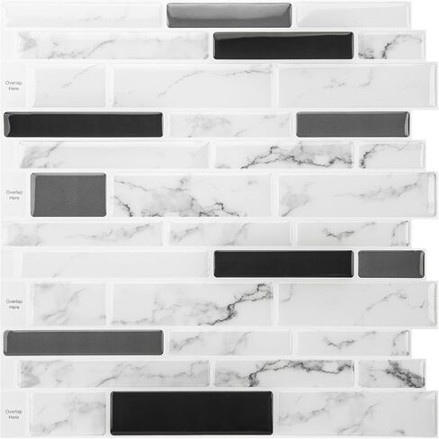 Art3d 10-Sheet Premium Self-Adhesive Kitchen Backsplash Tiles in Marble,30 * 30cm in Kuwait